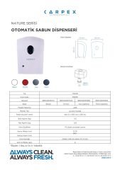 CARPEX NATURE OTOMATİK SENSÖRLÜ KÖPÜK SABUN DİSPANSERİ HAZNELİ BEYAZ