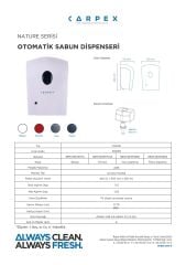 CARPEX NATURE OTOMATİK SENSÖRLÜ KÖPÜK SABUN DİSPANSERİ HAZNELİ SİYAH