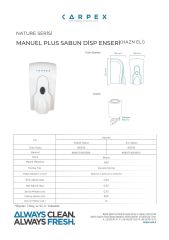 CARPEX NATURE MANUEL PLUS KÖPÜK SABUN DİSPANSERİ KARTUŞLU BEYAZ