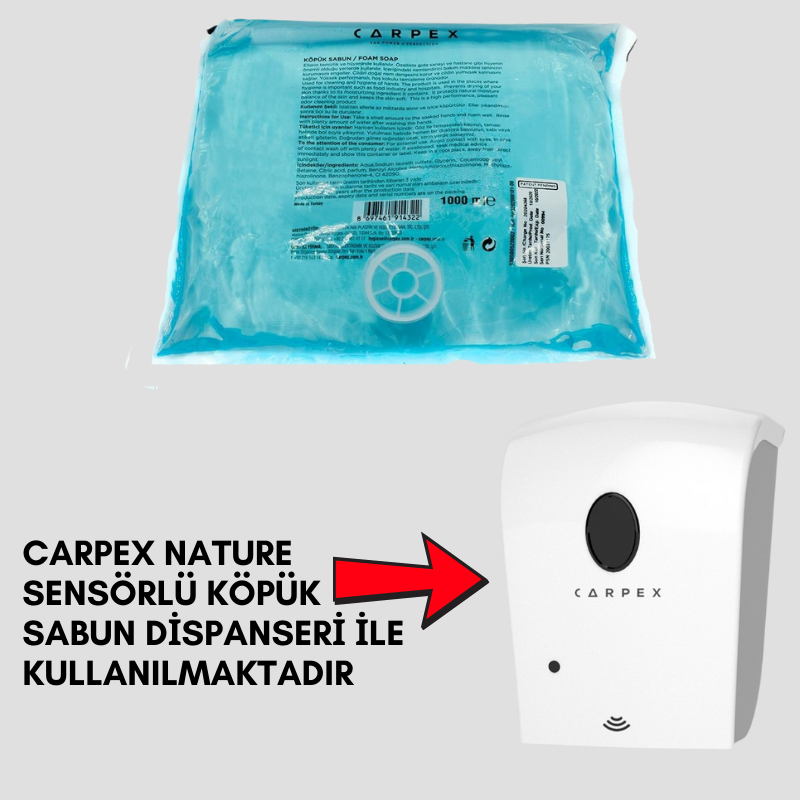 CARPEX NATURE SENSÖRLÜ KÖPÜK SABUN KARTUŞU 1000 ML.x 16 ADET
