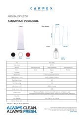 CARPEX AURAMAX 1200 L GENİŞ ALAN KOKU MAKİNESİ SİYAH + SEÇENEKLİ KOKU KARTUŞU 250ML.